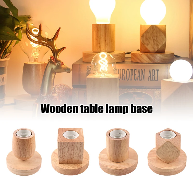 

1 шт., 220 В, ретро деревянная настольная лампа E27, цоколь, винтажный держатель настольной лампы, вилка европейского стандарта, прикроватная лампа, декор, деревянное основание, настольный светильник