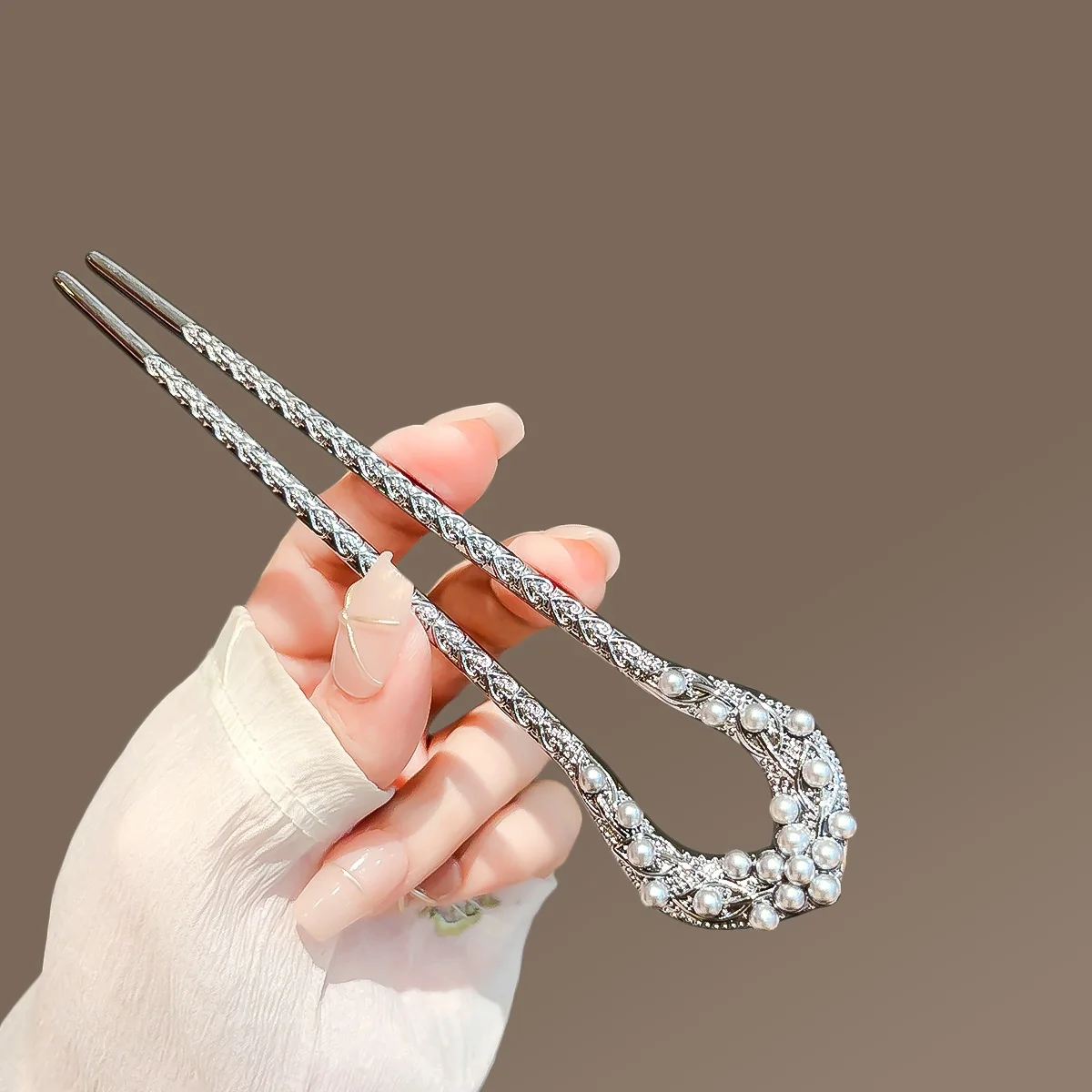 جديد لؤلؤة U على شكل دبوس الشعر للنساء أنيقة بندقية سوداء مجوهرات الشعر عصا الفتيات العصرية أوبدو اللحم رئيس إكسسوارات الشعر #4