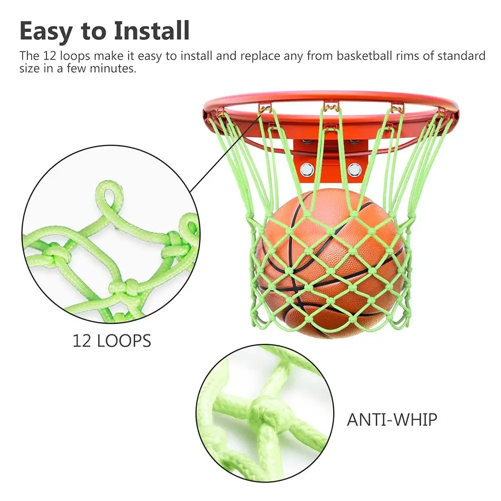 Jaring Basket Bercahaya Standar 50CM Jaring Basket Neon Hijau Jaring Bingkai Basket Anak-anak Bercahaya Mandiri