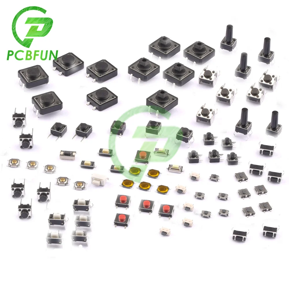 125pcs/lot 25 Types Small Key Switchs Tactile Push Button Kit Touch Component Package Tact Micro Switch 4.5x4.5 6x6 12x12