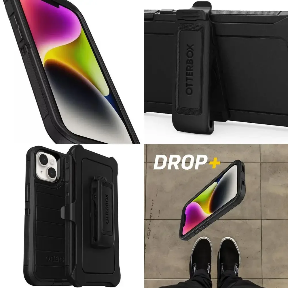 حافظة Defender Series بدون شاشة لهاتف iPhone 14 وiPhone 13 (فقط) - مشبك الحافظة متضمن - حماية للدفاع عن الميكروبي