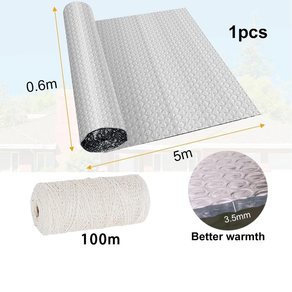 Aluminum Foil Bubble Insulation Film Double Sided Reflective for Winter Plant Frost Protection Outdoor Garden Use