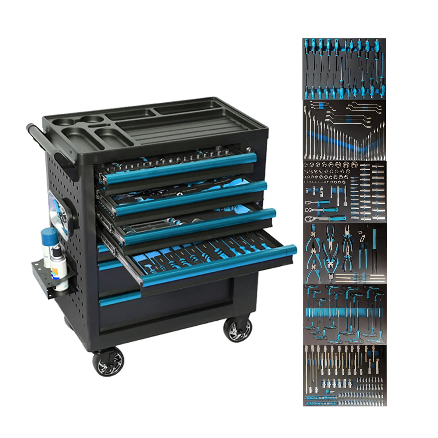 

273PCS Car Repair Tools Filled in 6 EVA Foam Trays for Tool Trolley Automotive Repair Tools Garage Equipment