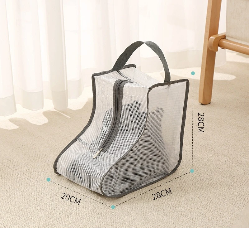 Shoes Dust Cover Mesh Transparent Shoe and Boot Storage Bag with Zipper Portable Travel Dust Organizer Protector Bag