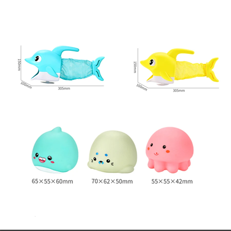 幼児と幼児の釣りおもちゃ 4 個パック、ベビー水釣りネットおもちゃ ソフトラバー水スプレー付きイルカアシカ釣り 動物子供用バスルームお風呂おもちゃ、水スプレー赤ちゃん浴室水水泳動物おもちゃ、18 か月以上の赤ちゃんに適しています、さまざまなホリデーギフトに適しています、クリスマス、新年、新年のギフトに適しています