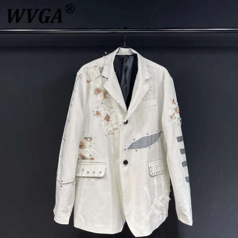 

WVGA Spring Autumn New Man Tide Disruptive Cool Style Patch Suit-Coats Niche Chic Casual Handsome Long Sleeve Blazer Ins W10687