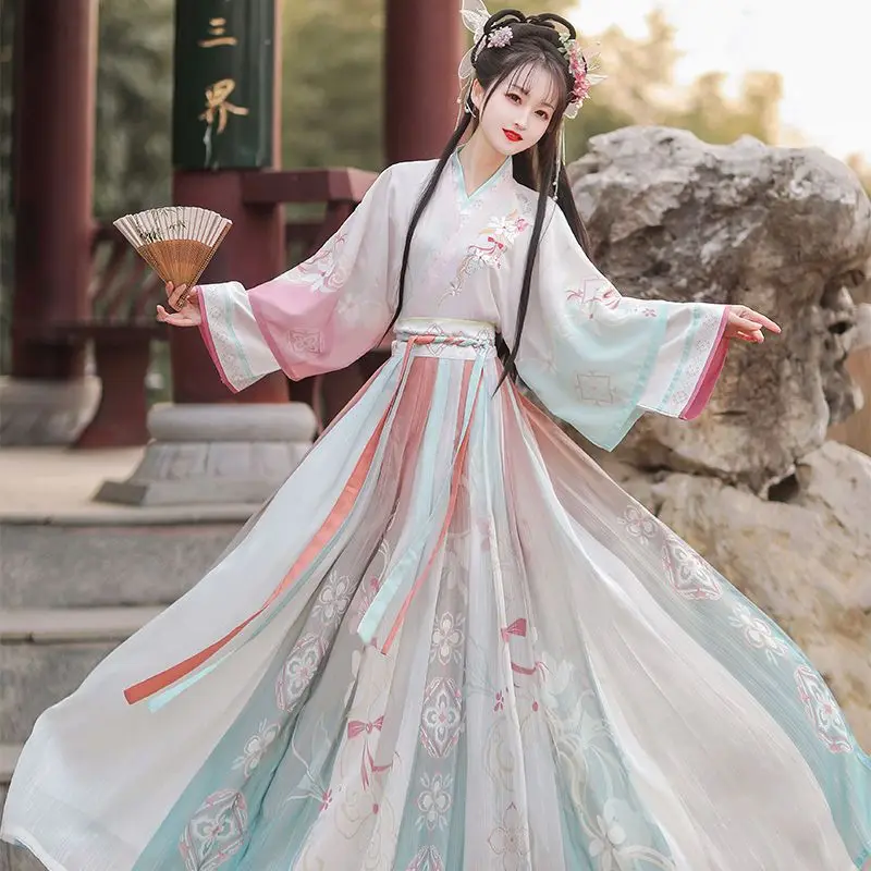 

Chinese Women Traditional Dress Hanfu Dress Wei Jin Dynasty Style Chic Embroidery Ancient Cosplay Dance Elegant Princess Outfits