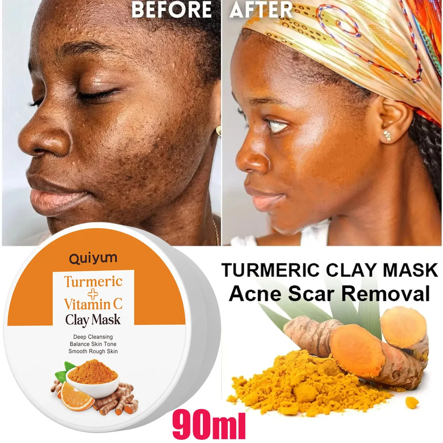 

Turmeric Mud Mask Cleansing Pore Vitamin C Mud Mask Eliminate Pimples Inhibit Melanin Exfoliating Shrink Pores Face Care Masks