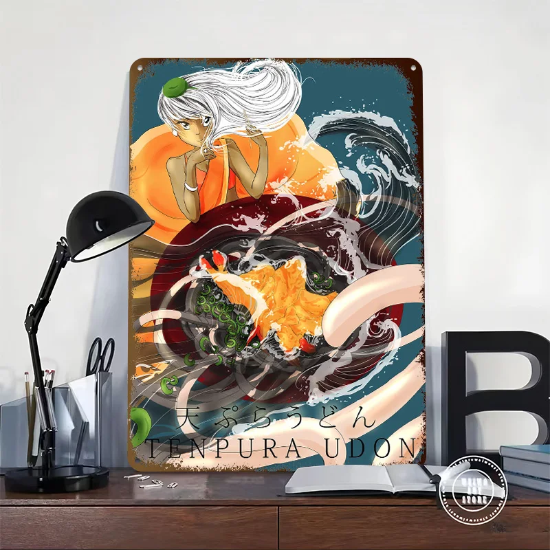 Tempura Udon Personalized 3D Textured Metal Poster Wall Art Tinplate Sign for Decoration Garage Decorations Interior Accessories