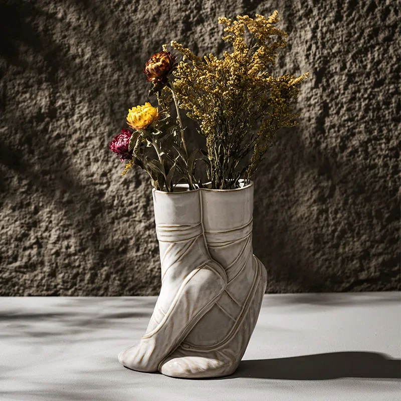 Ceramic Vase Abstract Ballet Shoes Body Ornament Artistic Flower Arrangement Home Decoration Accessories