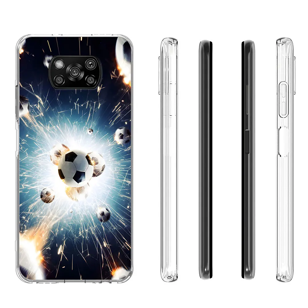 Football Sport Soccer Case for Xiaomi Poco X6 M5s F3 X3 F4 F5 M4 X4 X5 Pocophone F1 F2 M3 Pro M5 TPU Transparent Phone Cover