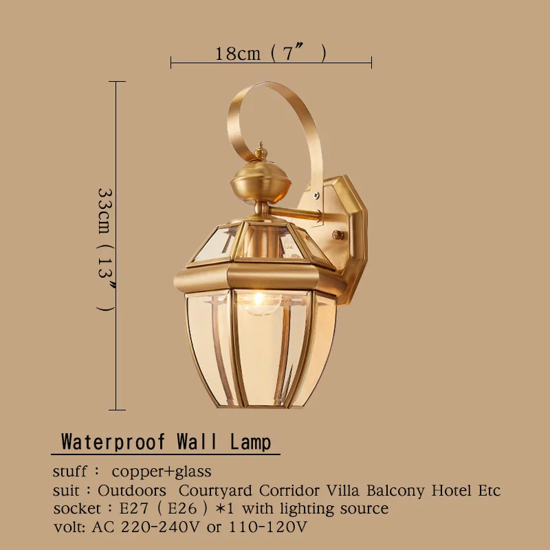 TYLA Modern Wall Lamps Brass Light Outdoor Waterproof Contemporary Decorative For Balcony Courtyard  Corridor  Villa Duplex