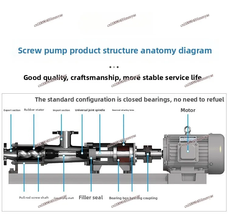 G type single screw pump stepless speed filter press feeding pump stainless steel motor