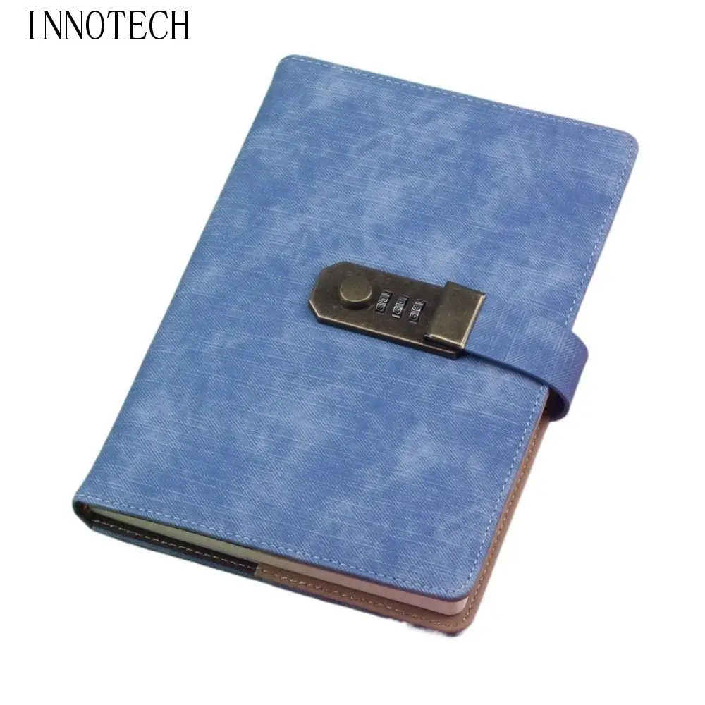 

PU Leather Cover Diary Book with Lock Chinese Style with Coded Lock Password Lock Notebook Simple Atmosphere Retro A5 Notebook