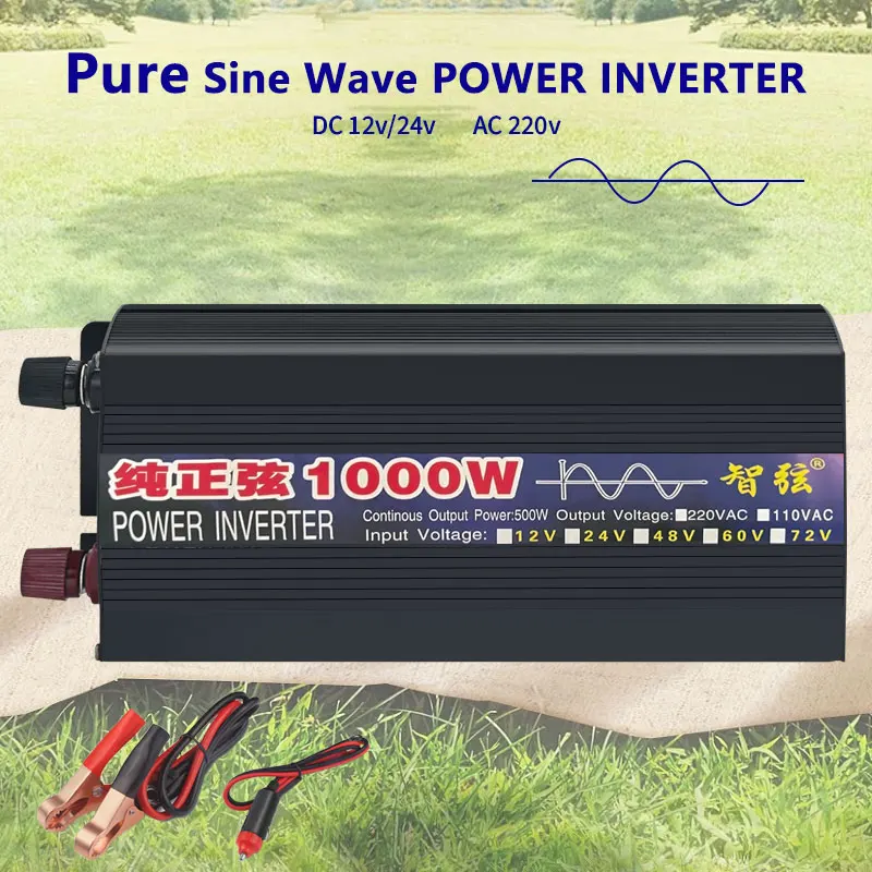 

Inverter 12v 220v Pure Sine Wave 1000W Transformer Convert Multi-function Socket Converter Car inverter Additive solar version