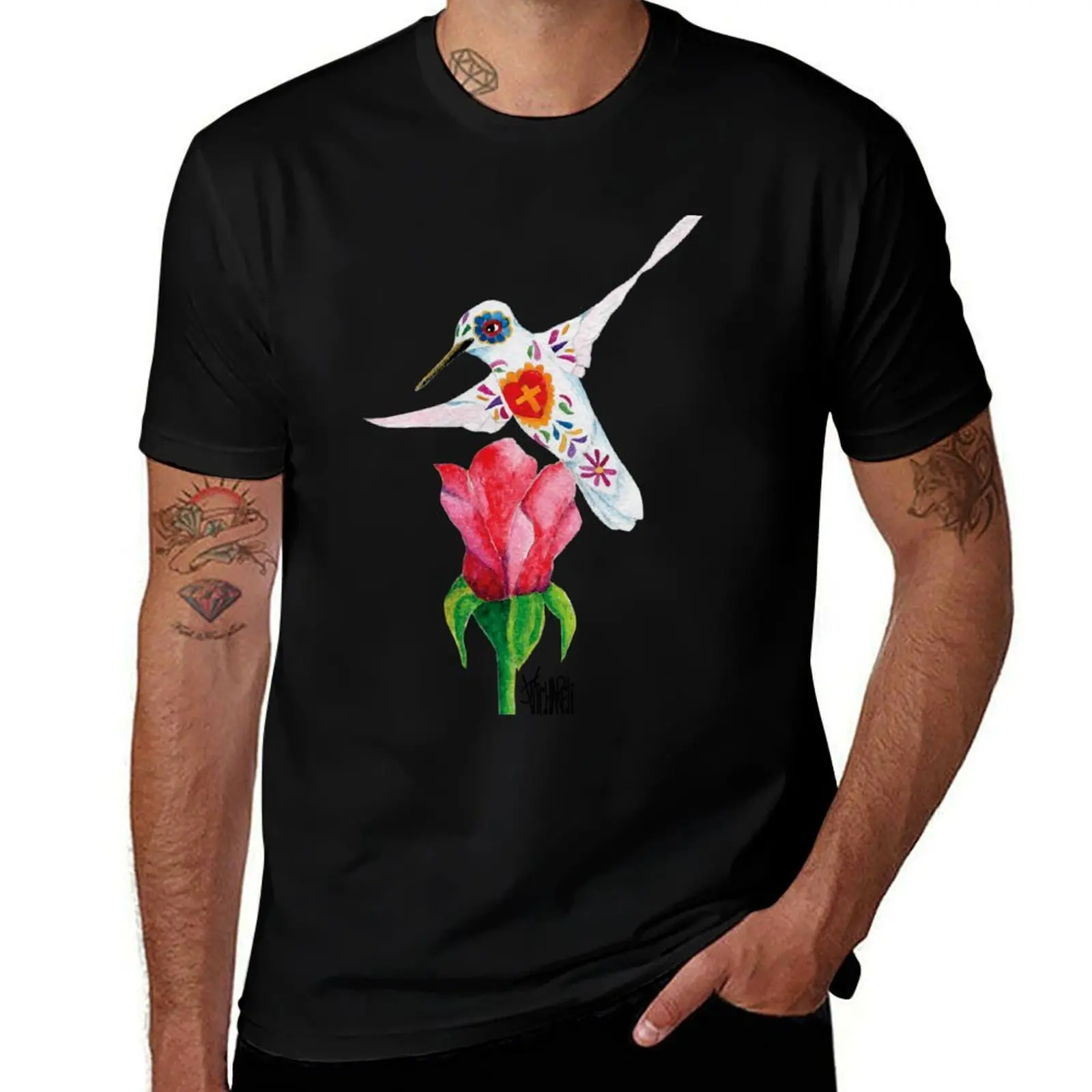 

Catrin Hummer with Rose T-Shirt t shirts for man pack cotton man graphic t shirt t shirts for man cotton soft T-Shirt
