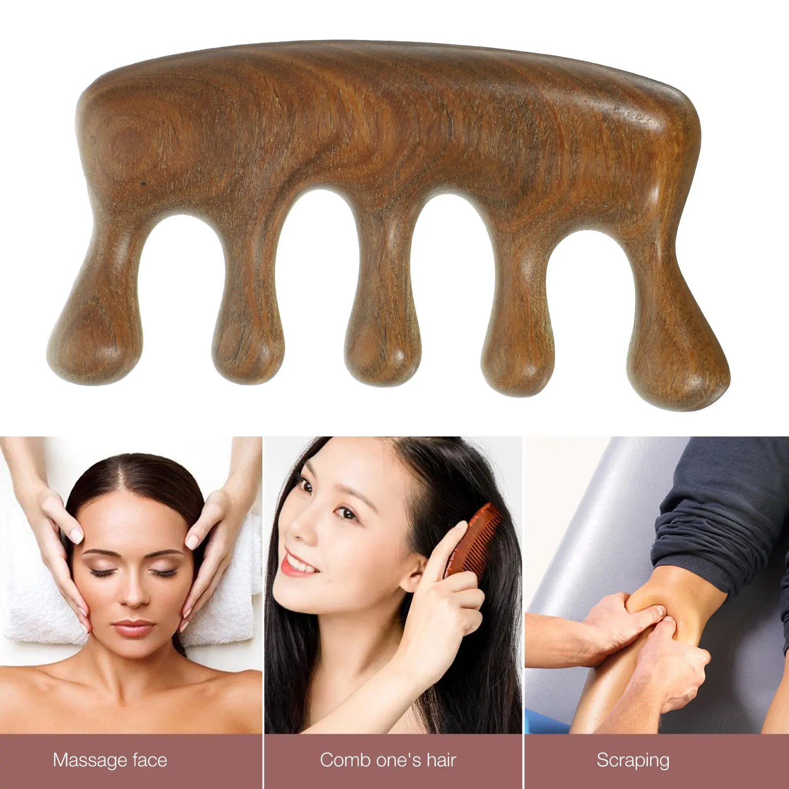 

Premium Sandalwood Massage Comb Scalp Care Wide Tooth Portable Massager Durable Natural Wood Comb for Women Men Travel