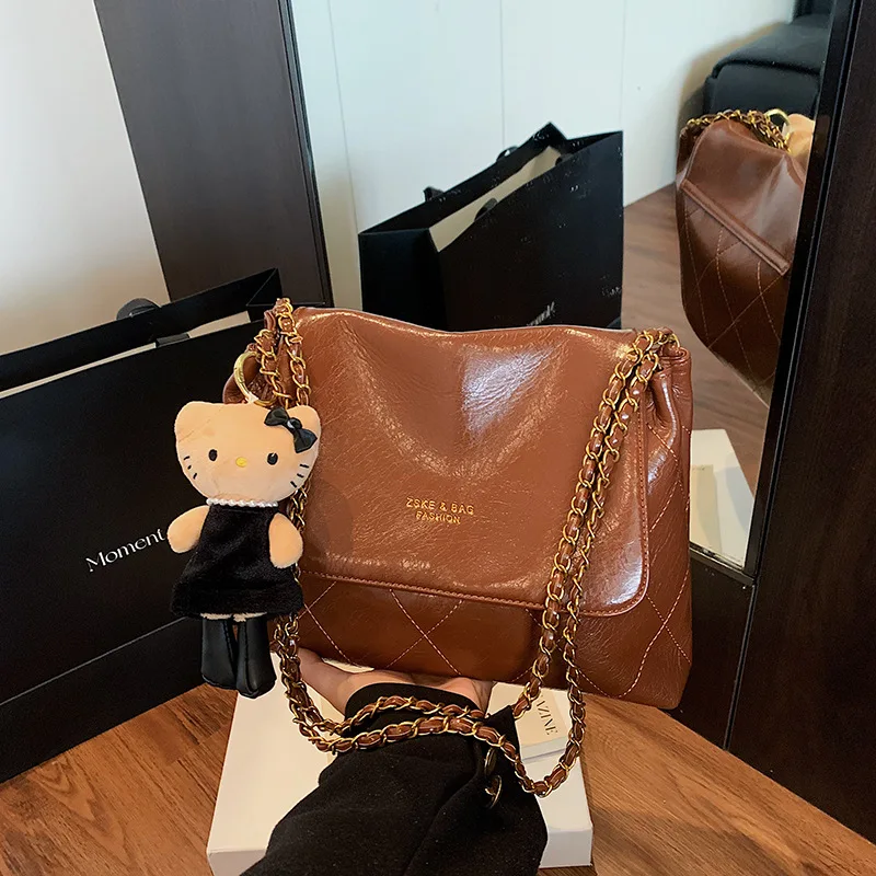 

Сумка-тоут в стиле ретро 2025 года — просторный кошелек под мышками с ремешком-цепочкой, элегантная рабочая сумка для женщин, офиса и путешествий