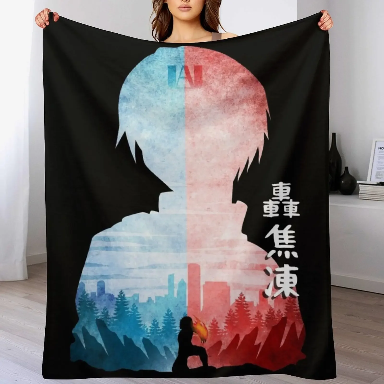 

Aizawa Shouta Ice Fire Hero Academy #3 Throw Blanket Anti Shedding Soft Fuzzy Blanket for Home