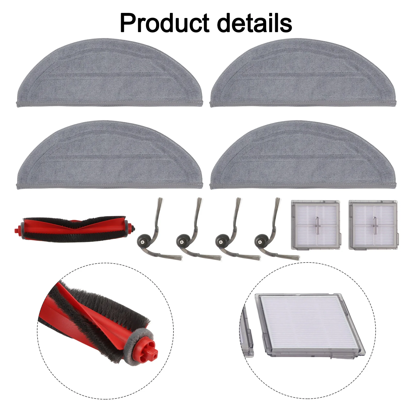 Home Cleaning Tools Replacement Parts Side Brush Set Dirt for capture Filters Efficient for Cleaning Tool Replacement Parts for