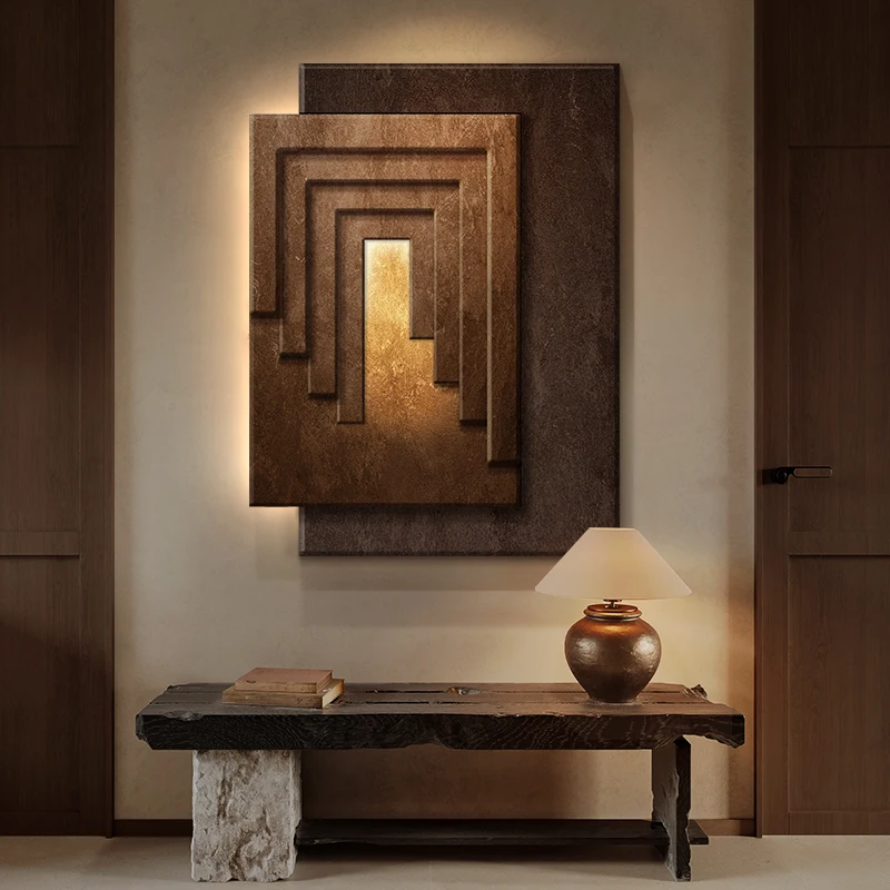 Three-dimensional abstract living room LED light 2025 new advanced sense sofa background wall simple porch mural light