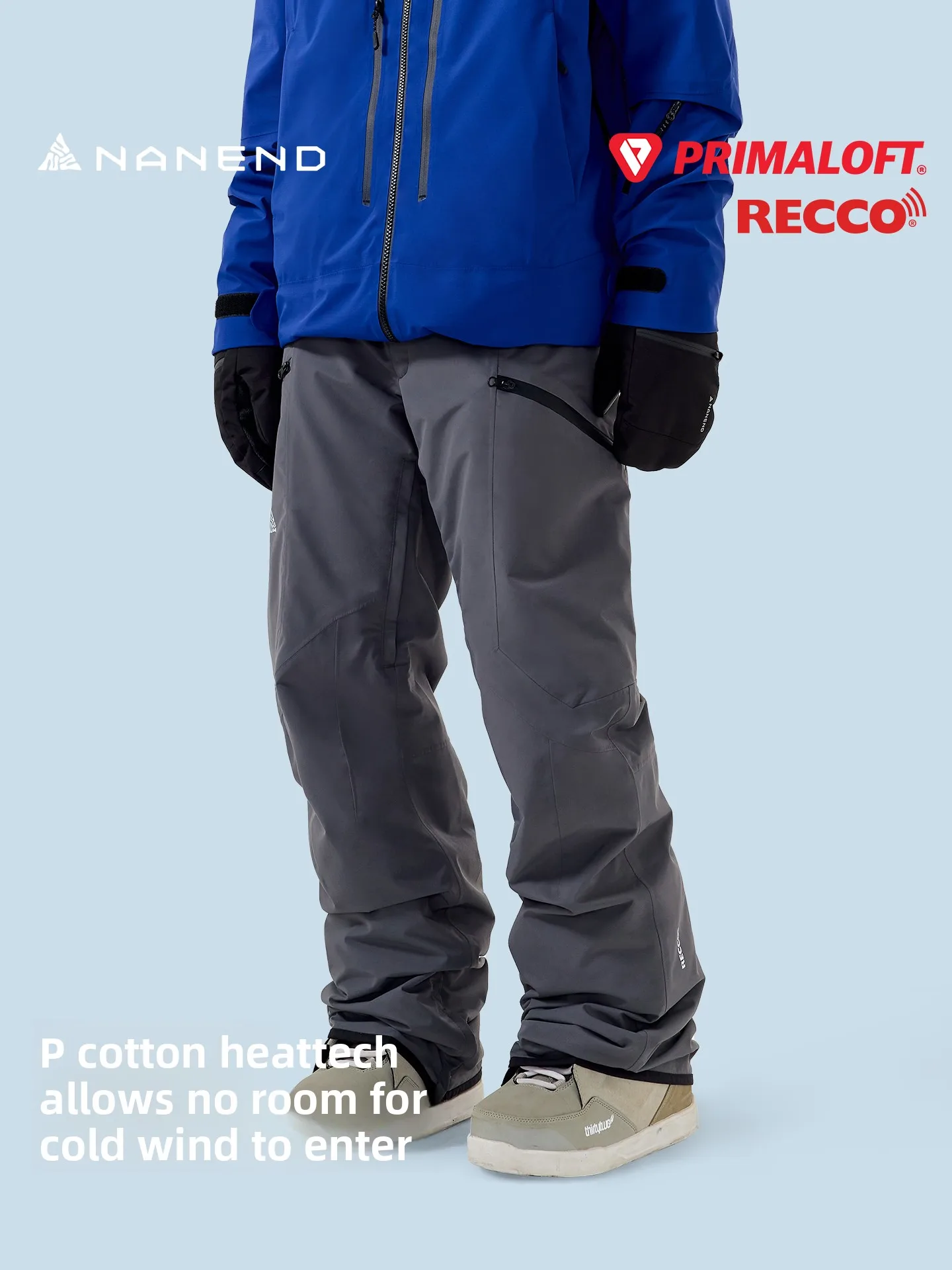 

Nanend ski pants Primaloft snow pants warm slim RECCO rescue thickened waterproof wear-resistant snowboard equipment