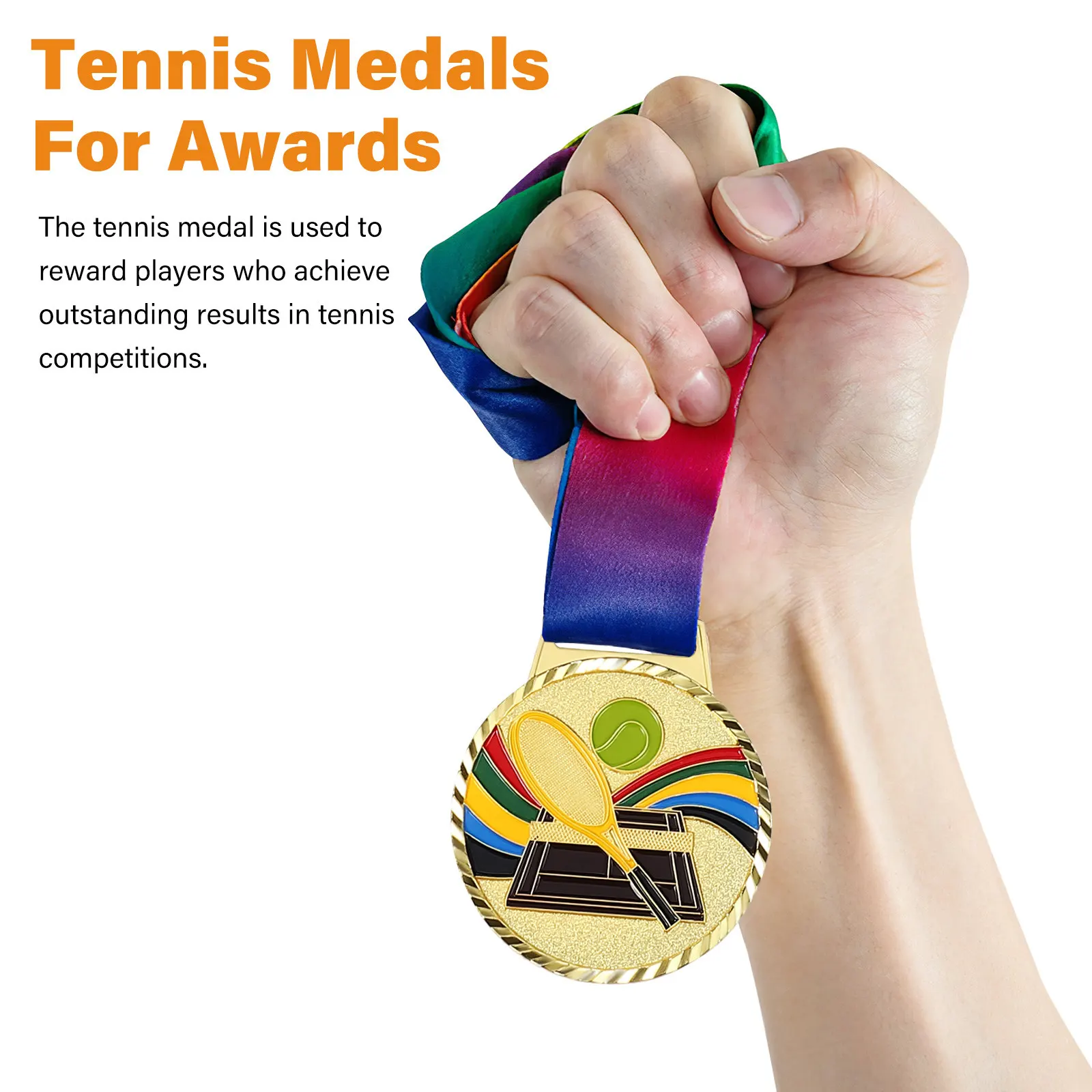 Tennis Medal Exquisite Zinc Alloy Bright Color Racket Pattern Competition Medal for Awards Winner Medals Sports Events Souvenir