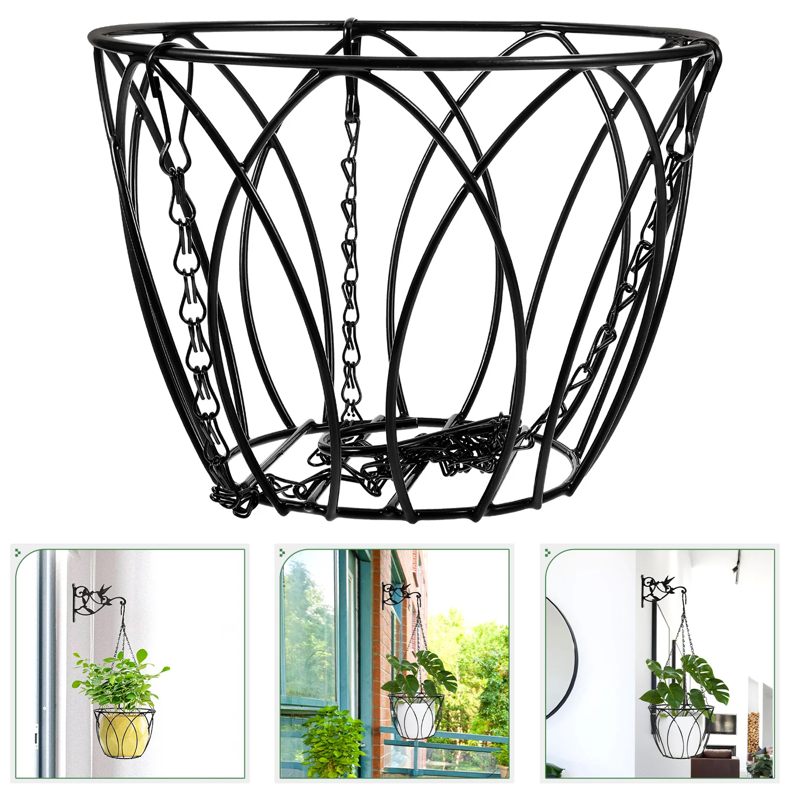 

Decorative Hanging Pot Flower Holder Balcony Garden Iron Art Hanging Plant Rack Durable Outdoor Planter Stand Flowerpot Holder