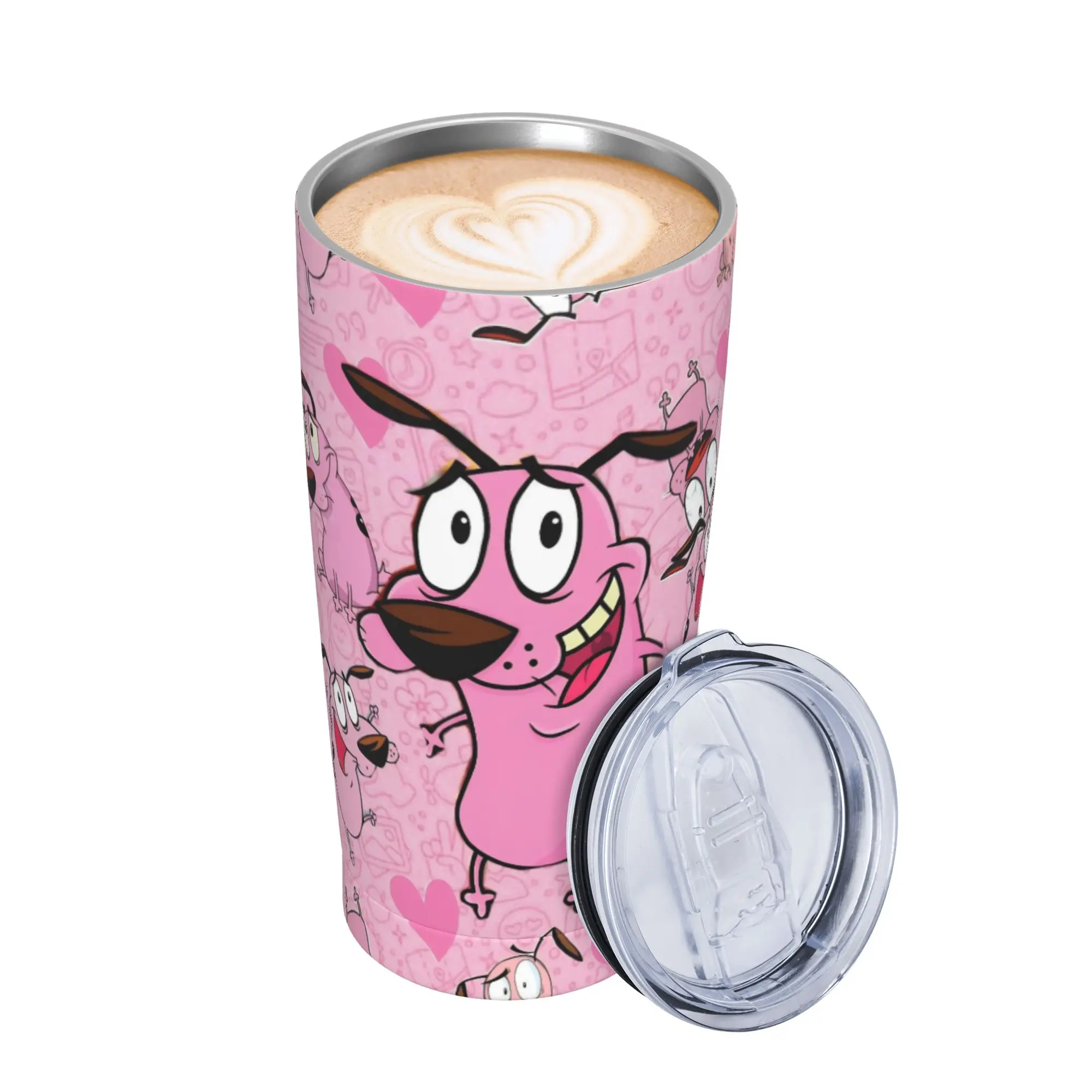 Courage the Cowardly Dog-D Tumbler Vacuum Insulated  Thermal Cup with Lid Straw Smoothie Tea Mug Water Bottle 20oz
