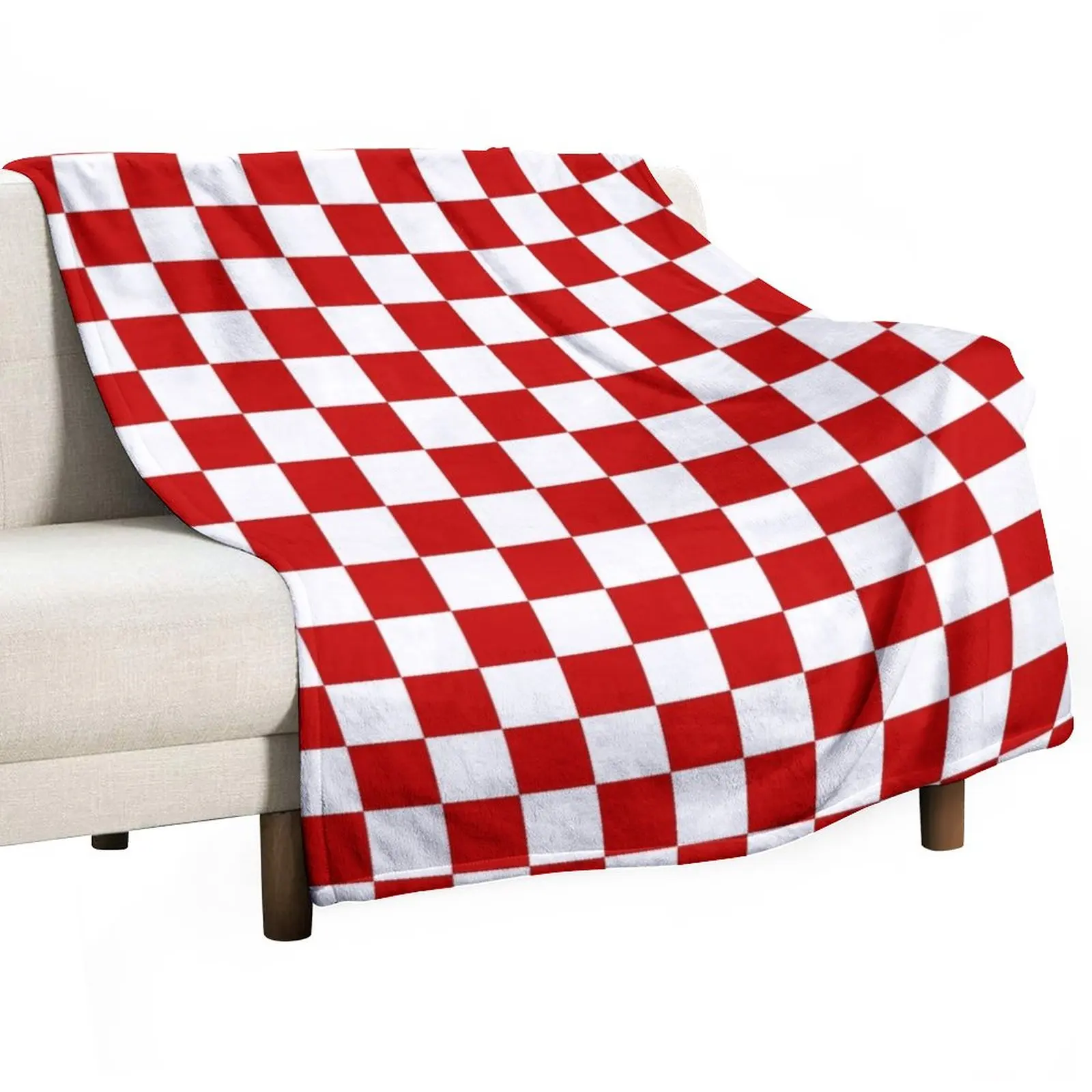 

Cherry Red And White Checkerboard Pattern Throw Blanket Soft Soft Plush Plaid Bed Blankets