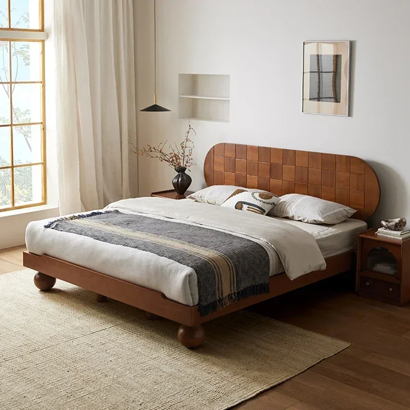 

Pretty Wood Double Bed Simple Storage Floor Low Safe Queen King Beds Bases Bedroom Loft Modern Cama Matrimonial Furniture Home