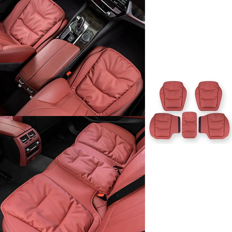 

Four Seasons Car Seat Cushion Skin Friendly Leather Cooling Pad 5 Pieces Ventilated Rear Seat Anti-Slip Refreshing Car Mat