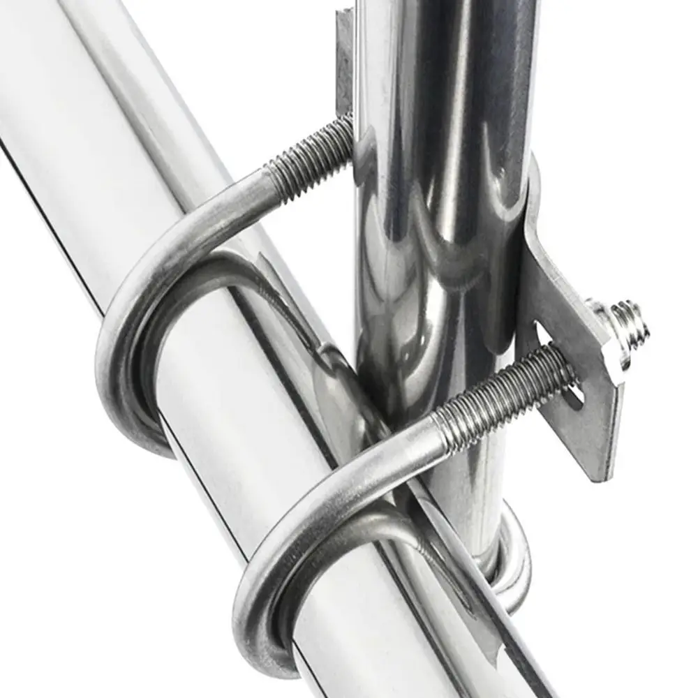 Durable Galvanized Double U Cross Clamp 20 25 32 40 50 M8 Steel U Bolt Clamp Screw Connector Pipe Clamp Tube Pipe Fixing