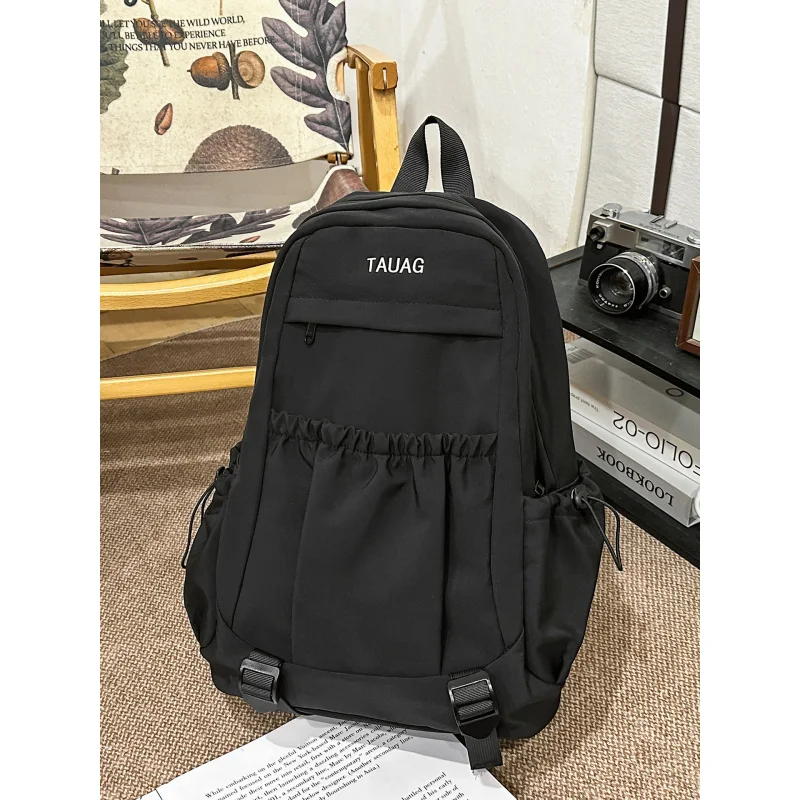 Casual College Style Student Color-Block Nylon Backpack for Women2026New stylish travel backpack