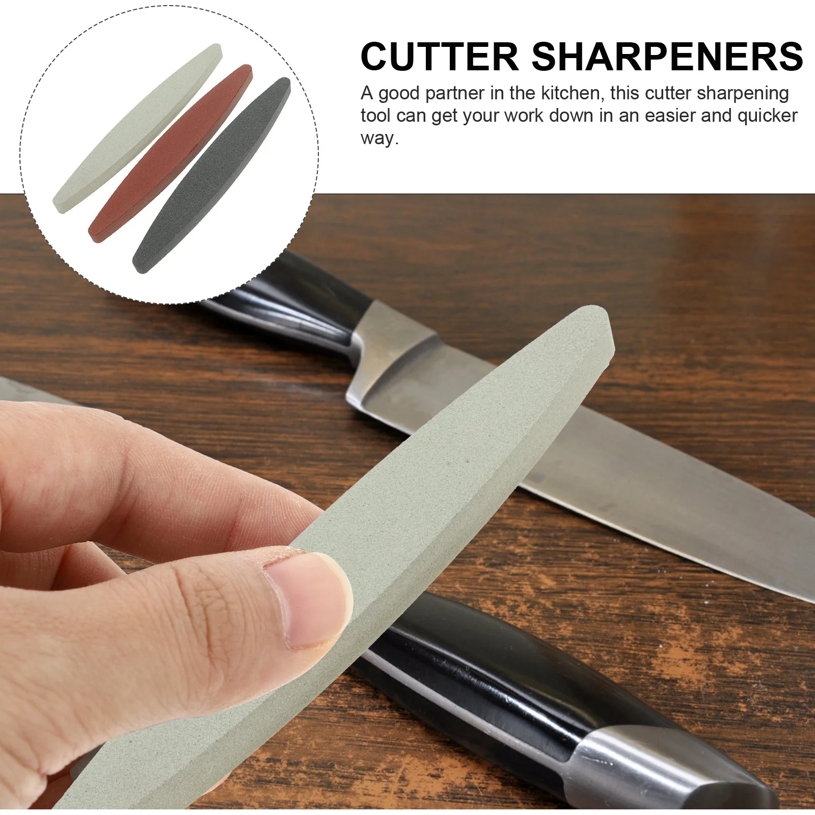 

3Pcs Whetstone Sharpener Stones Kitchen Cutter Scissor Sharpener Tool Multi-Purpose Handheld Sharpening Tool Whetstone