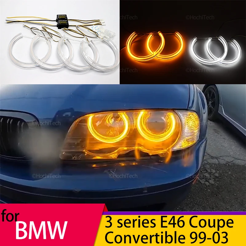 

For BMW 3 Series E46 Coupe Convertible 99-03 318i 320i 323i 325i 328i 330i Tuning Headlight Light Horseshoe Shape Angel Eye Ring