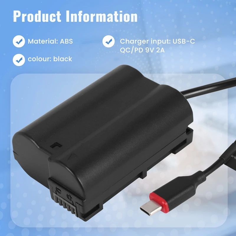 

EN-EL15 Dummy Battery DC Power AC Adapter for D7000 D7100 D7200 D750 D800E D810A Z5 Z6 Z7 II Camera Charger-A42I