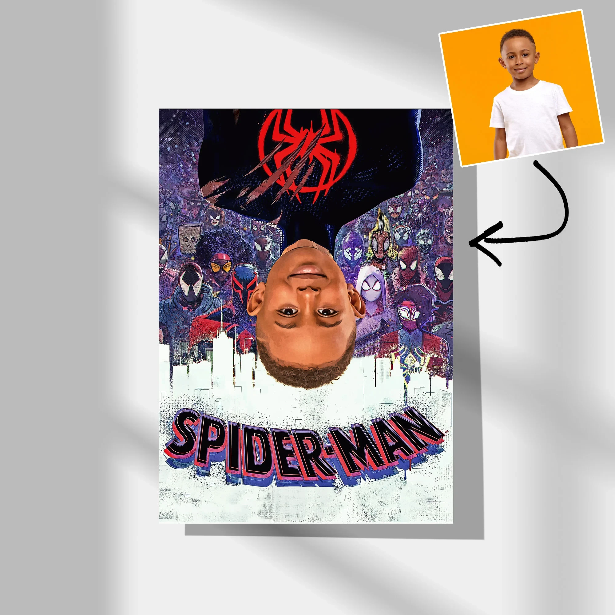 

SPIDER-MAN Across the Spider Verse Custom Portrait Superhero Miles Morales Kids Custom Portrait Canvas Print Home Wall Art