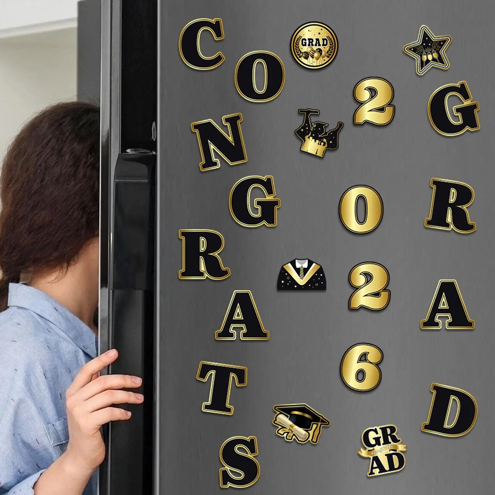 22pcs Graduation Cruise Door Magnets Strong Magnetic Reusable Party Stickers Creative Refrigerator Magnets for Car Cruise Class