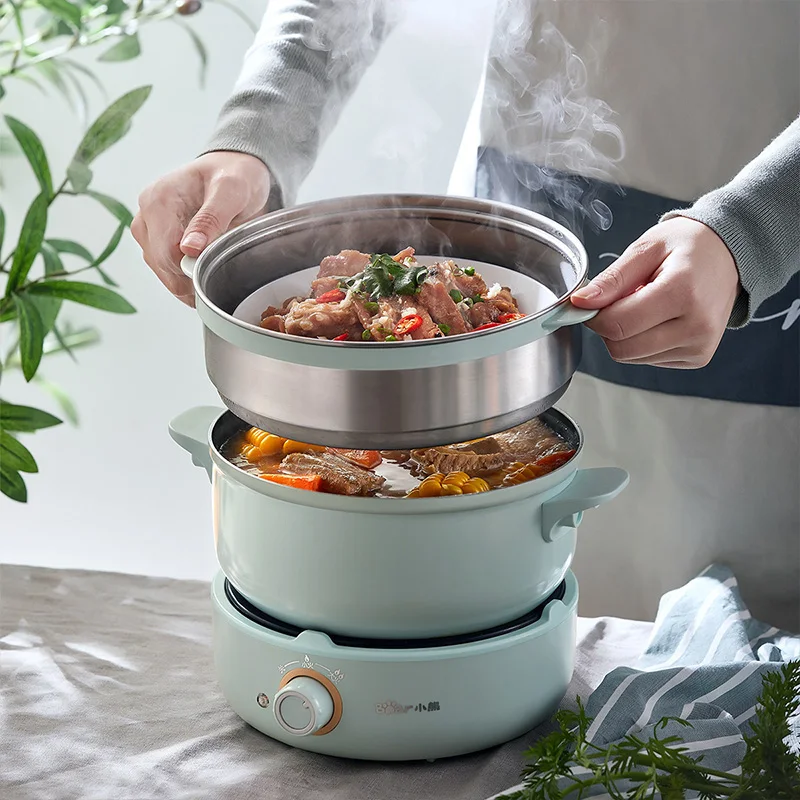 Orso Mini pentola elettrica pentola multifunzionale Wok elettrico Wok elettrico piccolo Wok elettrico tipo Split Pot dormitorio 2.5L