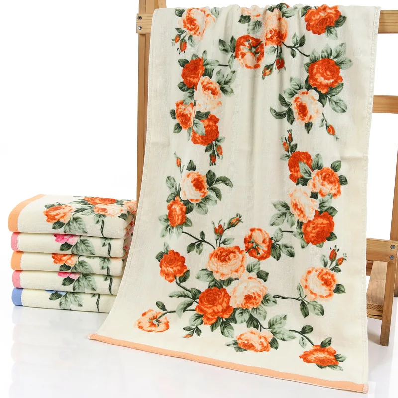 Soft Peony Flower Printing Towels Quick Dry Bathroom Towels Face Cloth Home Textile Hotel Supplies 2024 New