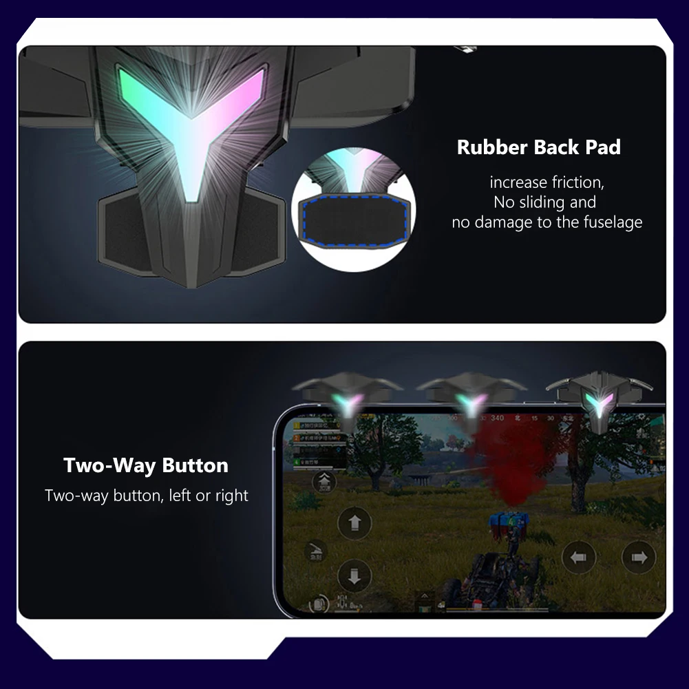 1/2pcs RGB/Mechanical 4 Finger Mobile Gaming Trigger for PUBG Mobile Game Joystick Trigger Pulse Key Button for Mobiles Phones