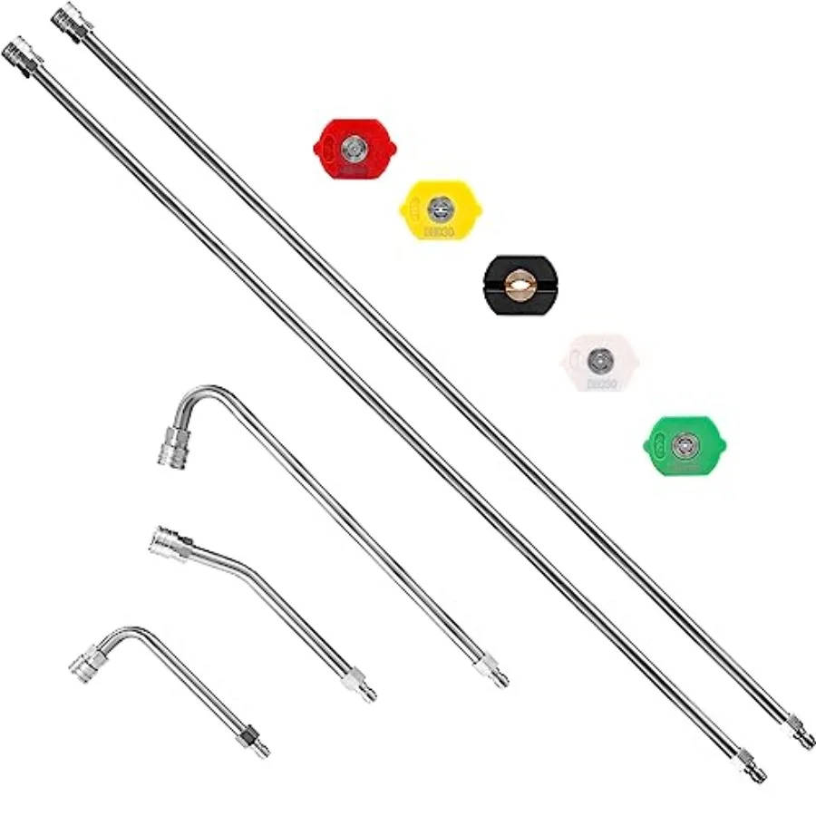 

Pressure Washer Extension Wand - " Upgrade Power Washer Lance - Pressure Washer Accessories with 5 Nozzle Tips - 30°/90°/° Curv