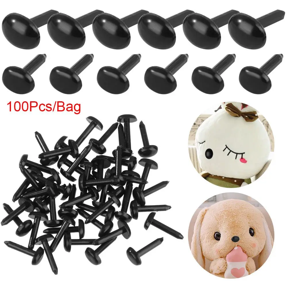 100szt Plastikowy Mini Czarny Bezpieczny Owalny Nos dla Lalki dla Pluszowego Psa Wypchane DIY Lalki Zwierzęta Pluszowe Lalki Oczy Akcesoria