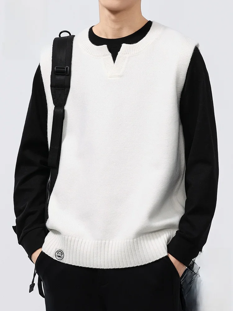 

PaulFrank Warm Knitted Casual Loose Svel Vest for Men Autumn Faion Soft Polyester Blend V-Ne Animal Patterned Sweater