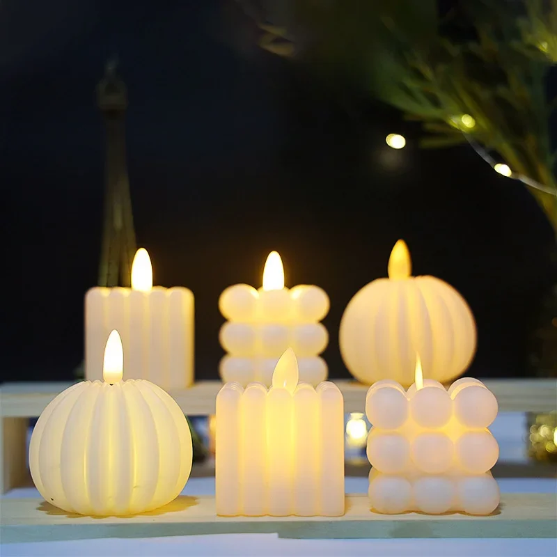 LED Flameless Flickering Candles, Cube Candles Home Table Decorations for Christmas Birthdays Weddings Party Photography Props