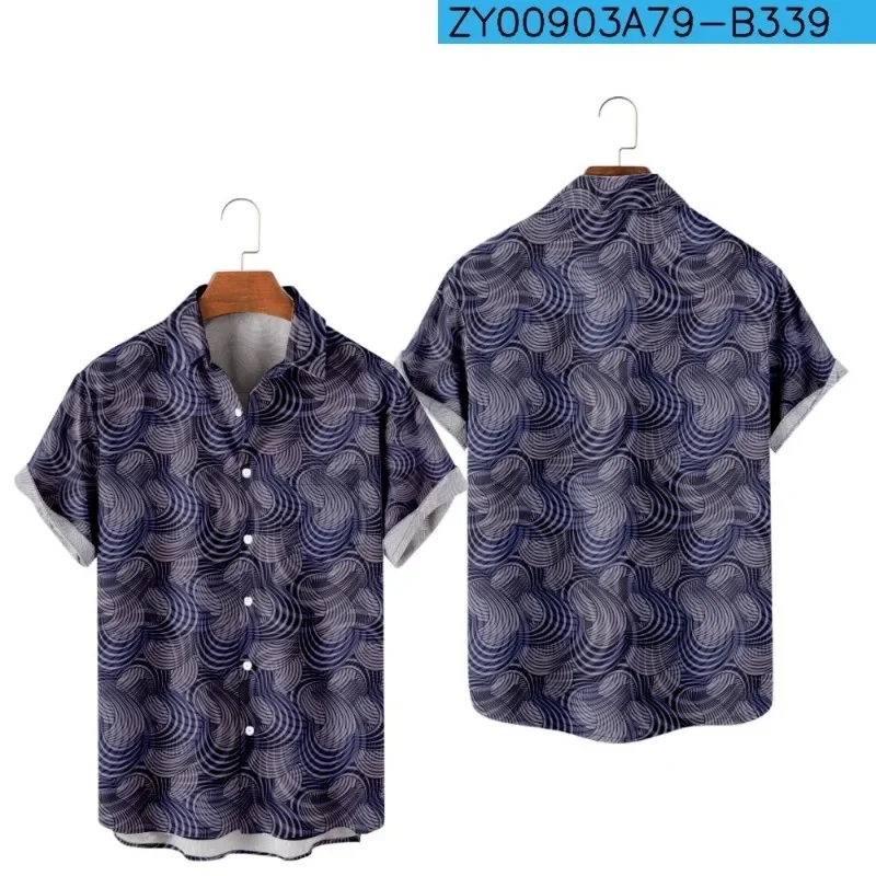 Casual Hawaiian Shirt for Men Fashion Corrugation Art Streetwear Tops Harajuku 3D Print Cozy Short Sleeve Beach Holiday Clothes