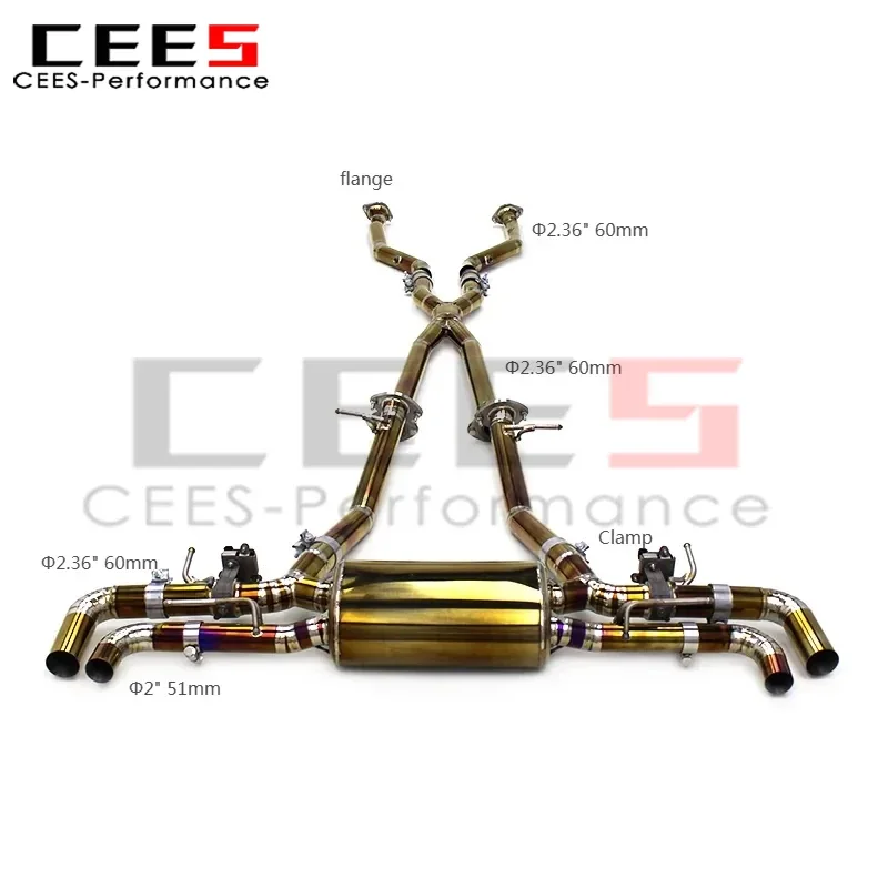 

cees Auto 2.36" Vavled Cat-Back for Lexus LC500 5.0 2016-2018 SS304 X Mid Pipe Vaccum Valve Muffler Race Catback Exhaust System