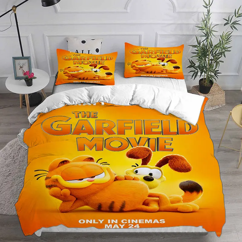 Imagem -02 - Conjuntos de Cama do Filme Garfield Edredom Colcha Capa de Edredom Fronha 23 Peças Conjuntos de Crianças e Adultos Tamanho