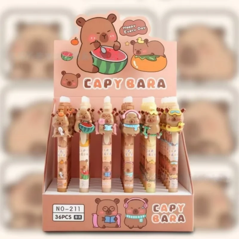 

Набор из 36 шт. милых стираемых гелевых ручек Kawaii Capybara, 0,5 мм, синие чернила, для подписи, рекламный подарок, офисные и школьные принадлежности